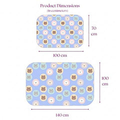 Size chart — Medium 70x100 cm and Large 100x140 cm baby crib sheet