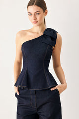 The Prophetess - Bow One-Shoulder Peplum (Top Only)
