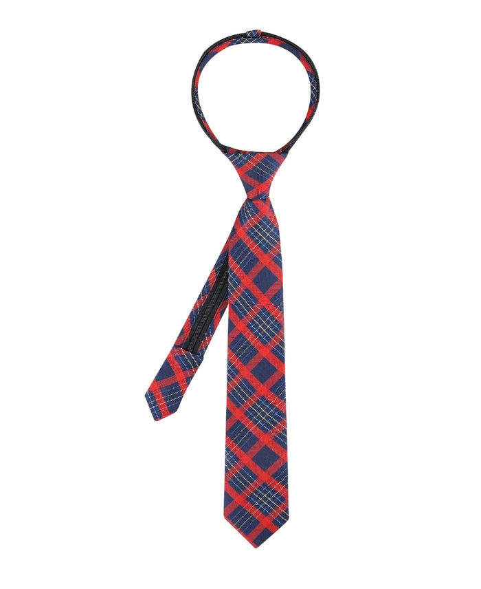 Tommy Hilfiger Boys Doyers Plaid Pre-Tied Zipper Necktie