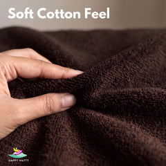 Soft terry cotton fabric on Happy Matty Dark Brown Elastic Waterproof Mattress Protector