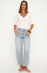 Jessica Mid Rise Cropped Barrel Leg Jeans Light Blue Wash