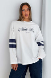 Keeping You Close Oversized Long Sleeve Tee White