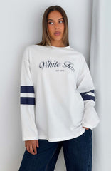 Keeping You Close Oversized Long Sleeve Tee White
