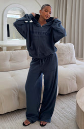 Leave Me Out Of It Waffle Wide Leg Sweatpants Navy