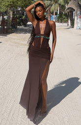 Jungle Glow Maxi Dress Chocolate