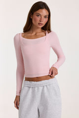 Modal Layered Top  in Blush Marl