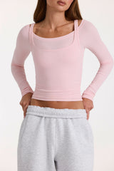 Modal Layered Top  in Blush Marl