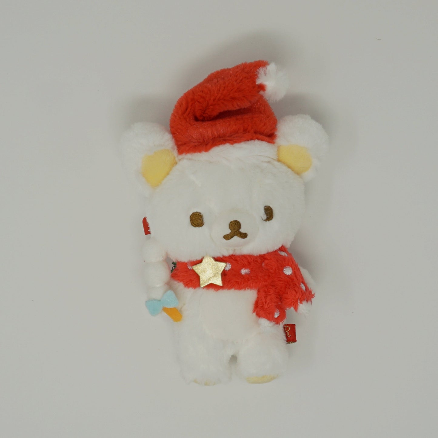 2016 White Fluffy Rilakkuma with Dango Plush Keychain - Christmas Rilakkuma Store Limited