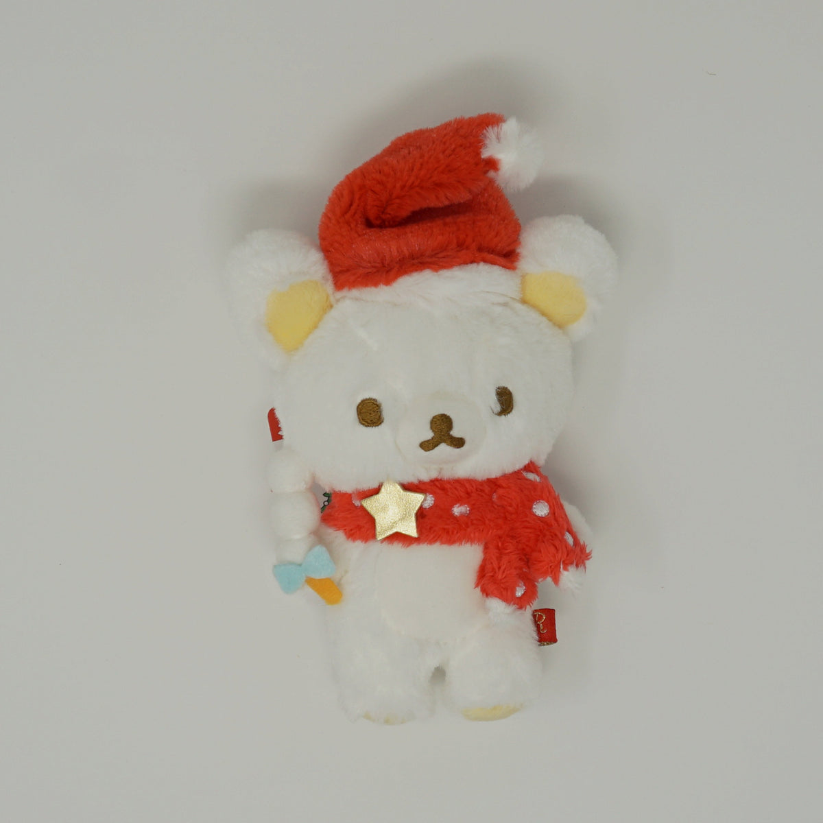 2016 White Fluffy Rilakkuma with Dango Plush Keychain - Christmas Rilakkuma Store Limited