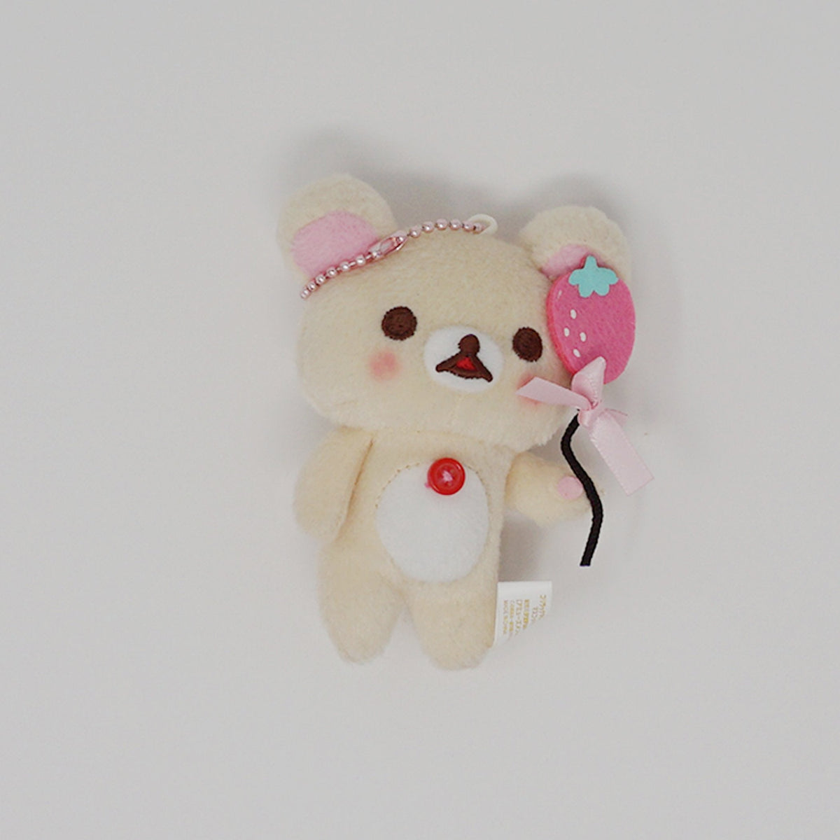 2017 Blushing Korilakkuma with Strawberry Balloon Prize Plush Keychain - Rilakkuma Bunny