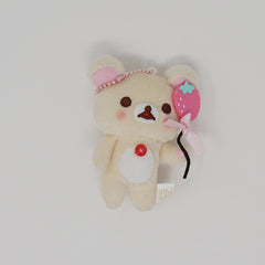 2017 Blushing Korilakkuma with Strawberry Balloon Prize Plush Keychain - Rilakkuma Bunny