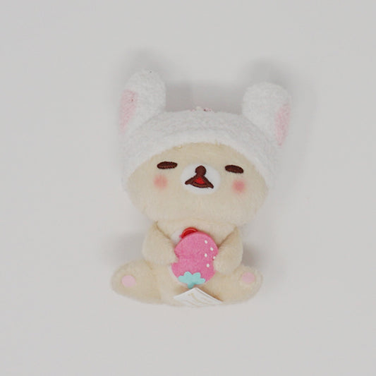 2017 Blushing Korilakkuma with Strawberry Prize Plush Keychain - Rilakkuma Bunny