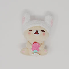 2017 Blushing Korilakkuma with Strawberry Prize Plush Keychain - Rilakkuma Bunny