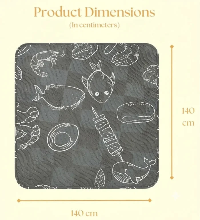 140 × 140 cm Baby Fish Print Picnic Mat Size Guide