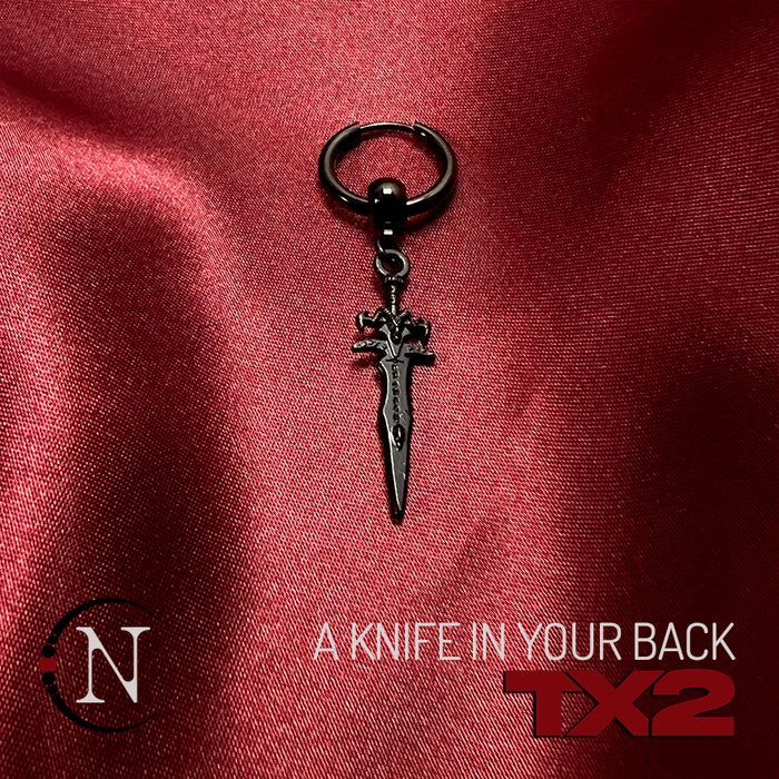 Black ~ A Knife In Your Back Single Earring by TX2 ~ Limited Edition