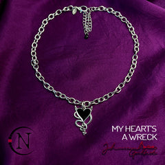 Black Choker/Double Wrap Bracelet/Necklace ~ My Heart's A Wreck by Johnnie Guilbert