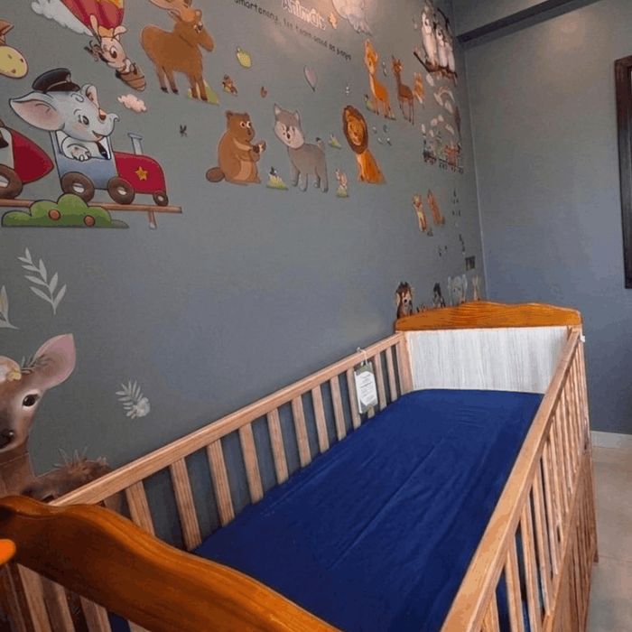 Blue Waterproof  Crib Mattress Protector Sheet
