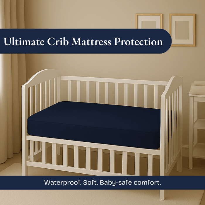 Blue Waterproof  Crib Mattress Protector Sheet