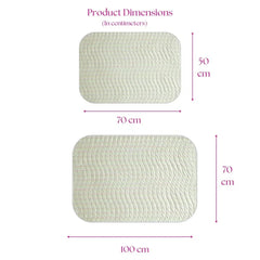 Size chart — Medium 50x70 cm and Large 70x100 cm baby dry sheet