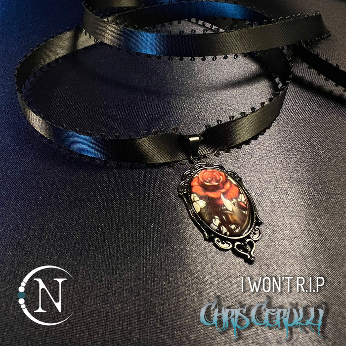 Amber Rose Black Ribbon +Black Chain