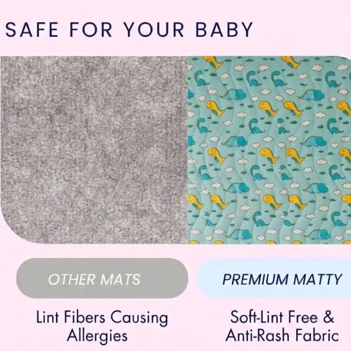 Dinosaur Print Premium Baby Mat with Soft Lint-Free Fabric for Sensitive Baby Skin