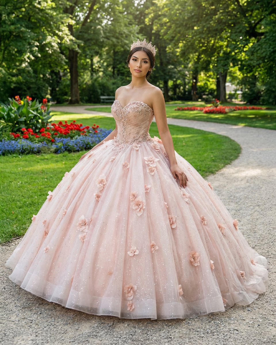 Ball Gown Organza Sweetheart Pink Quinceanera Dress