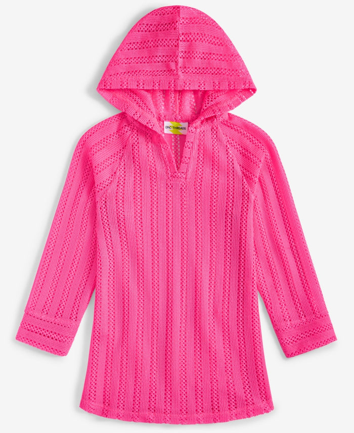 Epic Threads Girls Hooded Long Sleeve Mesh Cover-Up