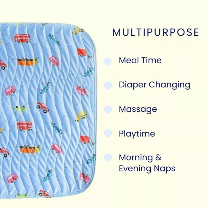 Car Print Premium Multipurpose Baby Mat for Feeding, Diaper Changes & Playtime