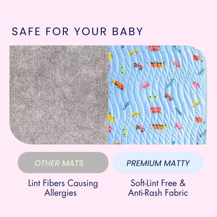 Car Print Premium Baby Mat with Soft Lint-Free Fabric for Sensitive Baby Skin