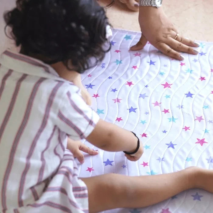Baby Playing On Star Print Premium Mat