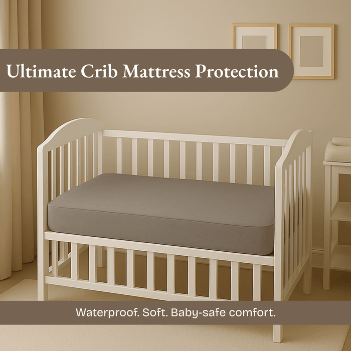 Grey Waterproof  Crib Mattress Protector Sheet