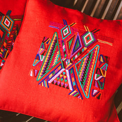 Handwoven Cushion Cover - Embroidery