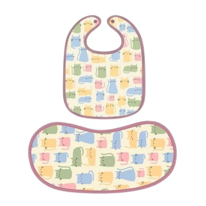 Happy Matty Cat Print Bib & Burp Sheet Large for Babies and Toddlers
