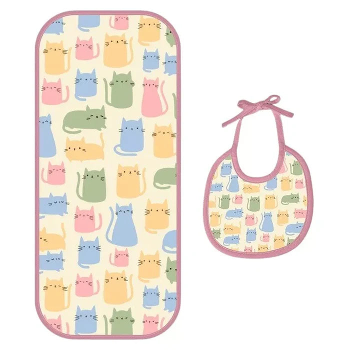 Happy Matty Cat Print Bib & Burp Sheet Medium