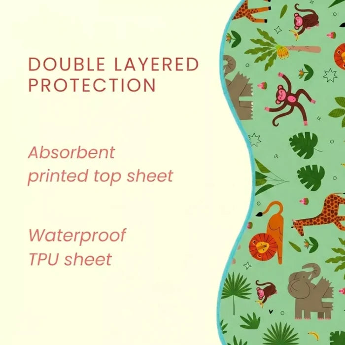 Happy Matty Jungle Print Burp Sheet with Super Absorbent Double-Layer Protection