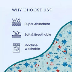 Happy Matty Nautical Print Burp Sheet – Soft, Lightweight, Leak-Proof and Machine Washable