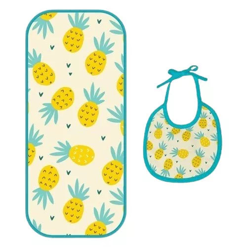 Happy Matty Pineapple Print Bib & Burp Sheet Medium