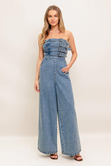 Heal The Land Multi-Belt Denim Wide-Leg Jumpsuit