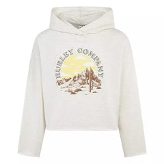 Hurley Big Girls Raw Hem Pullover Graphic Cropped Hoodie