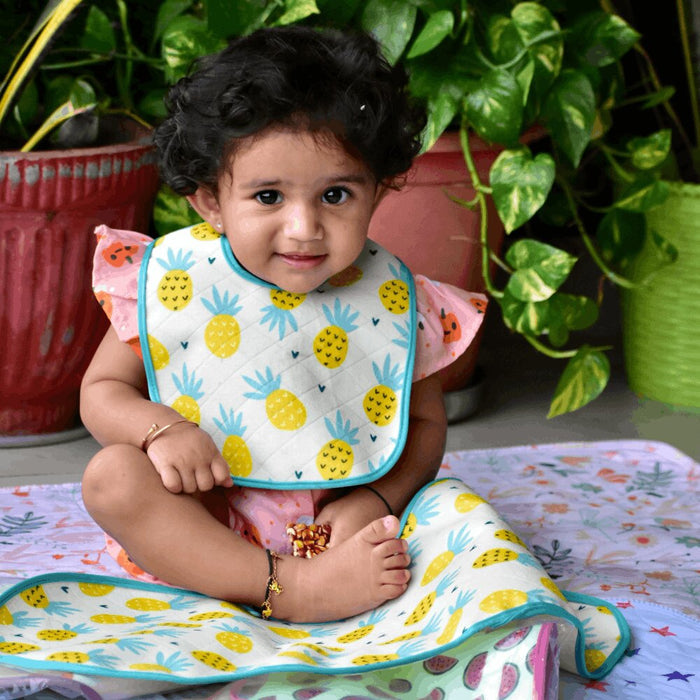 Pineapple Prints  Baby Bibs & Burp Sheet