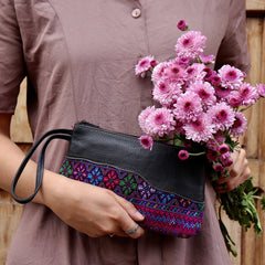 Leather Clutch - Huipil