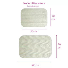 Size chart — Medium 50x70 cm and Large 70x100 cm baby dry sheet