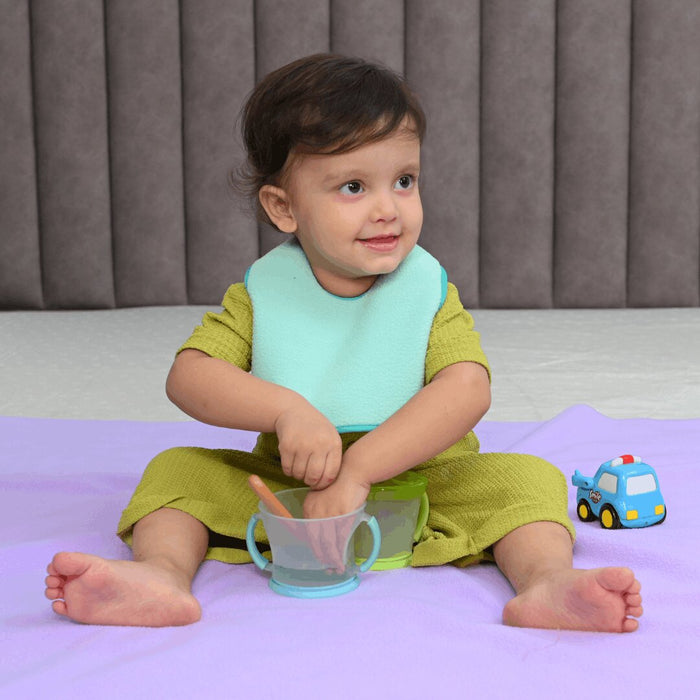 Light Green + Violet + Beige - Absorbent Bibs Large (Pack of 3)