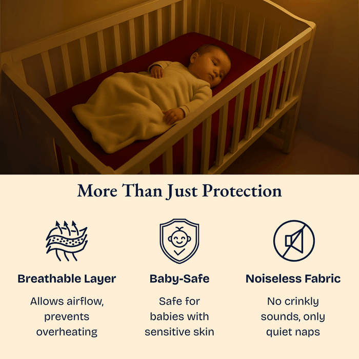Maroon Waterproof  Crib Mattress Protector Sheet
