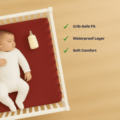 Maroon Waterproof  Crib Mattress Protector Sheet