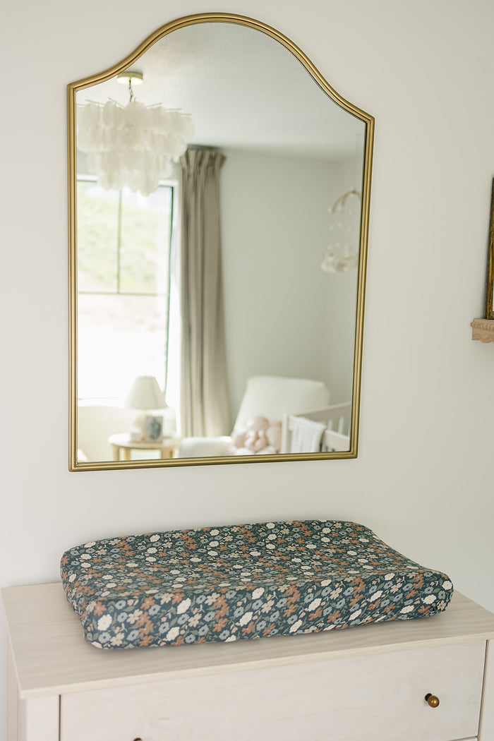 Midnight Floral Muslin Changing Pad Cover