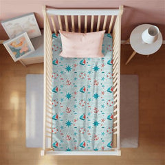 Baby Sleeping on Happy Matty Nautical Print Crib Sheet