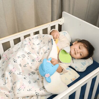 Baby Wrapped in Happy Matty Panda Blanket