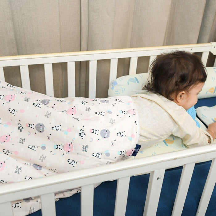 Baby Wrapped in Happy Matty Panda Blanket