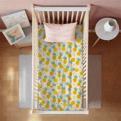 Baby Sleeping on Happy Matty Pineapple Print Crib Sheet